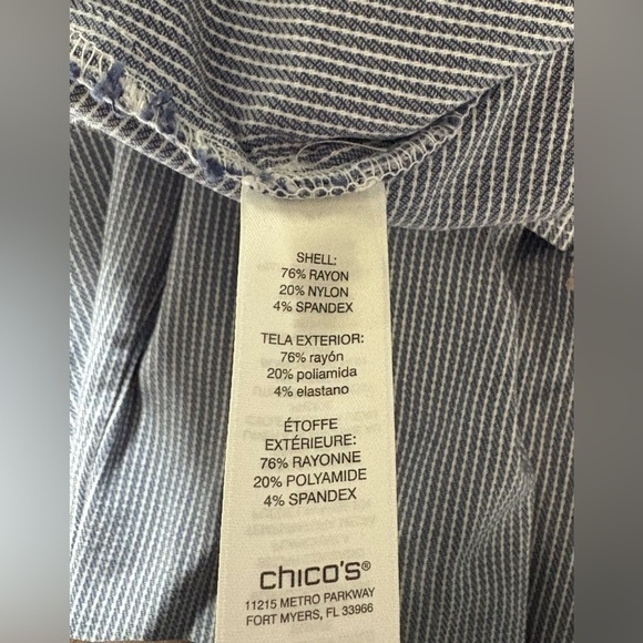 Chico’s Josie Slim Pinstripe Pull-On Capris – Size 0 (Blue & White) - Picture 6 of 6